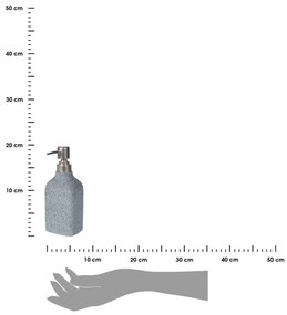 Dávkovač mydla Stone, sivá/s prvkami vo farbe nerez, 260 ml