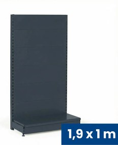 Predajný regál jednostranný, plné steny, 1900 x 1000 x 450 mm, základný, antracit