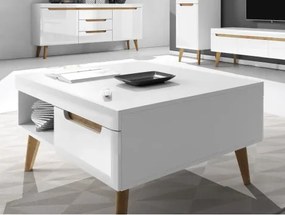 Konferenčný stolík so zásuvkami Nordi, dub riviera/biela lesk%