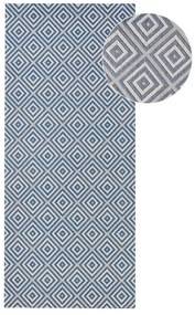 Modrý vonkajší koberec NORTHRUGS Karo, 80 × 200 cm
