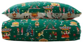 Zelené bavlnené detské obliečky do postieľky 120x150 cm Christmas Fairground – Belle &amp; Boo