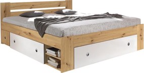 Posteľ s nočnými stolíkmi Stefan 140x200 cm, dub artisan/biela