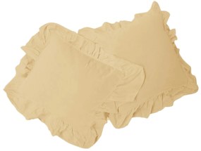 DEKORAČNÉ OBLIEČKY NA VANKÚŠ STONEWASHED SADA 2 KS 40X40 CM KRÉMOVÁ