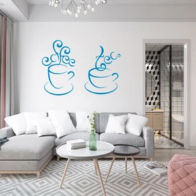 Veselá Stena Samolepka Horúci čaj Farba: modrá, Veľkosť: 80 x 57 cm