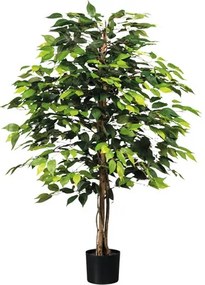Umelá rastlina fikus drobnolistý Ficus benjamina 120 cm zelený 1260 listov prírodný kmeň v kvetináči 14,5 x 12,5 cm