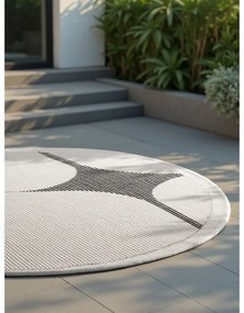 Čierno-biely okrúhly vnútorný a vonkajší koberec ø 160 cm Duet Bowen – NORTHRUGS