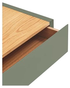 Zelený závesný nočný stolík s doskou v dubovom dekore Arista – Teulat