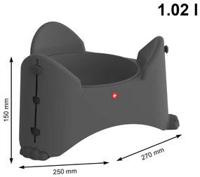 Rotho Výškovo nastaviteľná miska pre psy a mačky, 1l SAMMY - antracit