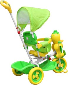 Ramiz Detský trojkolesový bicykel Duck Bike Zelená + zvuky + strieška + zábrana + opierka na nohy + riadidlá + úložný priestor