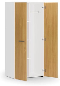 Kancelárska šatníková skriňa PRIMO WHITE, 3 police, šatníková tyč, 1781 x 800 x 500 mm, biela/buk