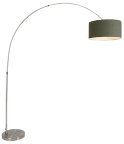 Oblúková lampa oceľ s tienidlom machovej zelenej 50/50/25 - XXL