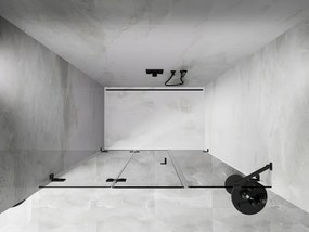 Mexen Lunar-F, ľavé sklápacie sprchové dvere 145 cm, 8mm číre sklo, grafitový profil, 836S-145-050-95-00-L