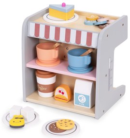 Drevený kávovar pre deti 2 v 1, 26 príslušenstva, ECOTOYS