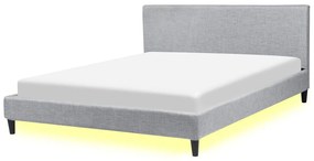 Čalúnená posteľ s bielym LED osvetlením 180 x 200 cm svetlosivá FITOU Beliani