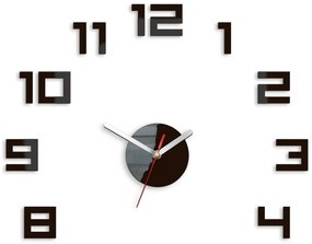 Nástěnné samolepící hodiny Digit 50 cm wenge