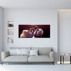 Obraz - Labute na jazere (120x50 cm)