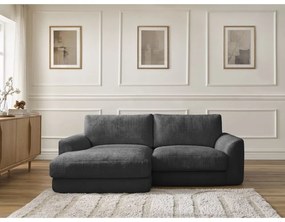 Čierna ženilková rohová pohovka (ľavý roh/s leňoškou) Leonore – Bobochic Paris