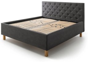 Čalúnená posteľ kartika s úložným priestorom 160 x 200 cm antracitová MUZZA