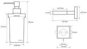SAPHO XQ100 X-Square dávkovač mydla 250 ml, chróm