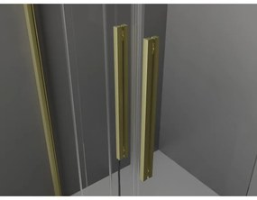 Mexen Velar L Duo, posuvné sprchové dvere do otvoru 140 cm, 8mm šedé sklo, zlatá matná, 871-140-003-42-55