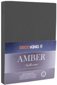 Bavlnené jersey prestieradlo Amber grafitovosivé Decoking Rozměr prostěradlo DecoKing: 120-140x200 cm 30cm