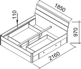 Posteľ s nočnými stolíkmi Savina 180x200 cm, dub artisan/šalviová, s osvetlením