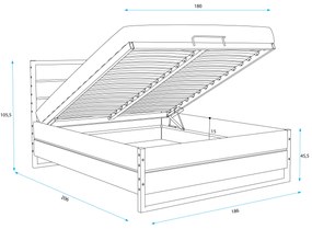 BMS Group Posteľ z dubového dreva LOFT 180x200cm výklopná