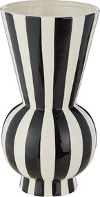 LYDIA Váza pruhy 30 cm - čierna / biela