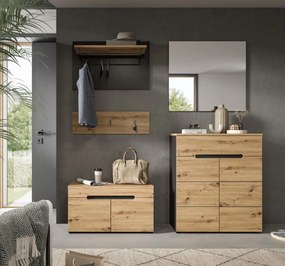 Dvojdielny šatníkový panel Cano, 80 cm, šedá/dub artisan