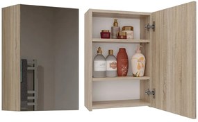 Závesná kúpeľňová skrinka POLA 40 cm so zrkadlom dub sonoma