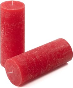 Červená parafínová sviečka rustikálna 20 cm, 90 h, sada 4 ks