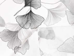 Biante Bavlnený záves Sandra SA-512 Sivo-biele ginkgo listy na bielom 140x140 cm