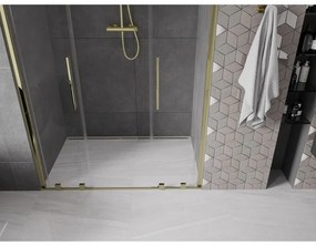 Mexen Velar L Duo, posuvné sprchové dvere do otvoru 140 cm, 8mm číre sklo, zlatá lesklá, 871-140-003-02-50
