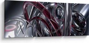 Obraz sivej abstrakcie (s hodinami) (90x30 cm)