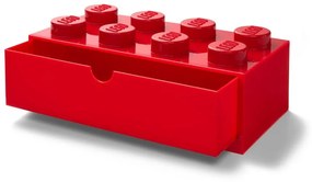 Červený stolový box so zásuvkou LEGO®, 31 x 16 cm