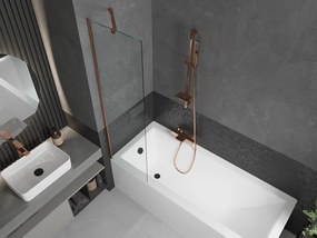Mexen Next, vaňová  zástena 1-krídlová 50 x 150 cm, fixné krídlo, 6 mm číre sklo, ružové zlato profil, 895-050-000-00-00-60