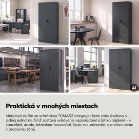Kovová skriňa na dokumenty s vnútornou priehradkou, antracitová, 900x1850x450 mm: TOMASZ