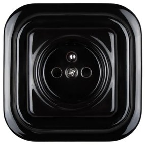 Elhard Štvorcová keramická zásuvka, čierna - kompletná KV6100B