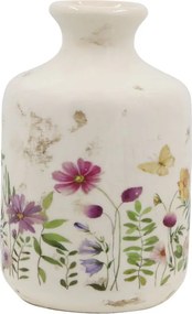 Béžová antik keramická váza s kvetmi Avignon - Ø 11*17,5 cm