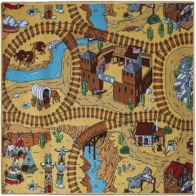 Detský kusový koberec Western štvorec, 400x400, viacfarebná, detská izba, AladinWorld Expres