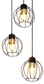 Luster na lanku STARLIGHT 3xE27/15W/230V čierna/zlatá