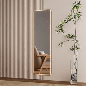 Mereo Mereo, zrkadlo hranaté 500x1700 mm, LED osvetlenie, závesné aj stojaté, čierny rám, MER-CN188