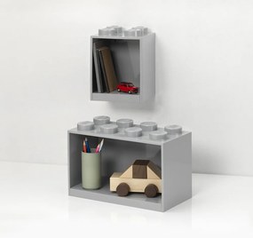 Súprava 2 detských sivých nástenných políc LEGO® Brick
