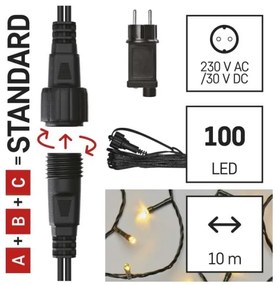 LED Vianočná vonkajšia reťaz 100xLED/15m IP44 teplá biela