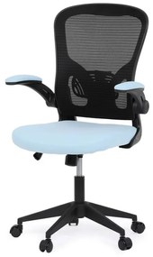 Kancelárska stolička KA-V317 BLUE, modrá látka, sklopné podrúčky