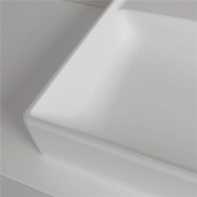 VILLEROY &amp; BOCH Collaro umývadlo na skrinku s otvorom, s prepadom, spodná strana brúsená, 800 x 470 mm, Stone White, s povrchom CeramicPlus, 4A338GRW