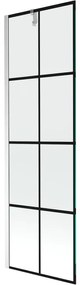 Mexen Next, vaňová zástena 1-krídlová 60 x 150 cm, fixné krídlo, 6 mm číre sklo s čiernym vzorom, chrómový profil, 895-060-000-00-77-01