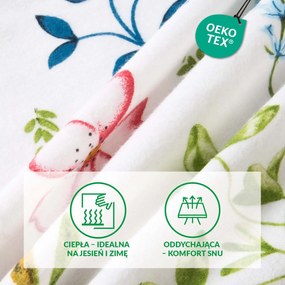 FLANELOVÉ OBLIEČKY FLANELOVE 160X200 CM, 2KS 70X80 CM KVETY