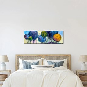 Obraz kopulovitých stromov, olejomaľba (s hodinami) (90x30 cm)