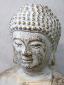 Bielo - zlatá antik dekorácia socha Budha - 23*17*28cm